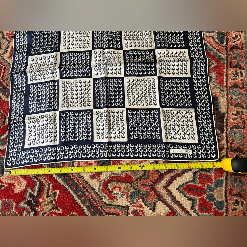 Dior Classic Monogram Silk Square Scarf in Navy